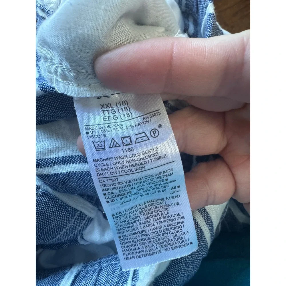 Old Navy Striped Shorts Kids XXL (18)‎ Blue White Excellent Linen Blend Casual